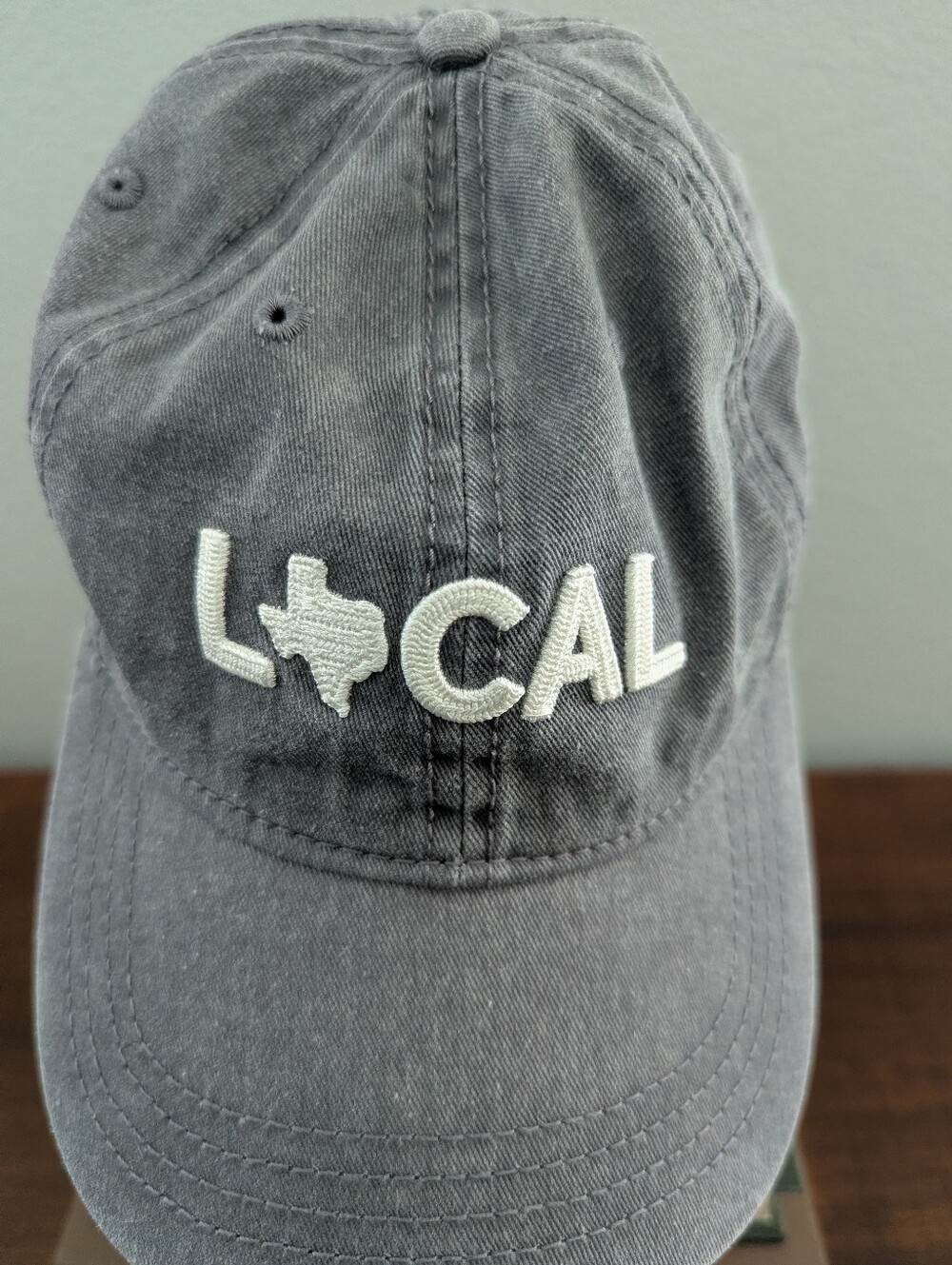 LOCAL Texas Embroidered Baseball Cap - Gray with White Logo